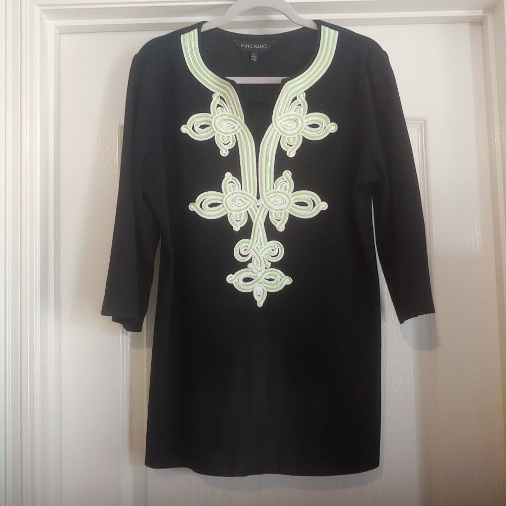 Ming Wang Knit Career Church Mature 3/4 Sleeve 3D Artsy L